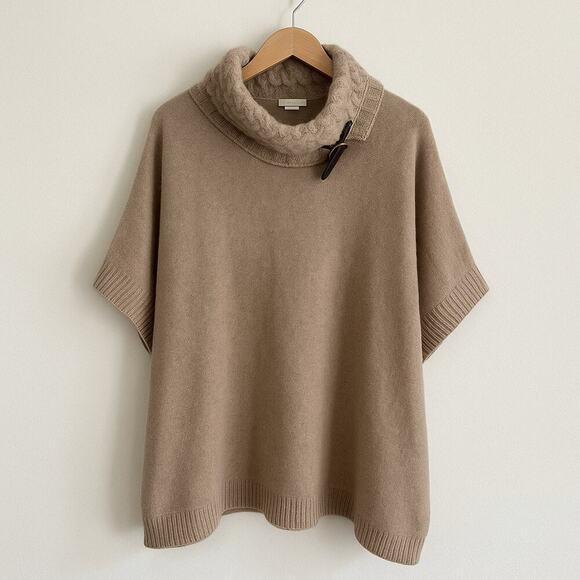 Nordstrom 100% Cashmere Cowl Neck Poncho Sweater One Size Equestrian Luxury - Picture 1 of 7